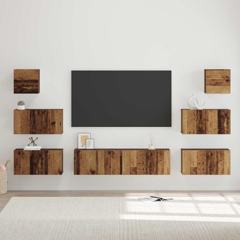 vidaXL Conjunto de mueble de TV 8 pcs Madera envejecida