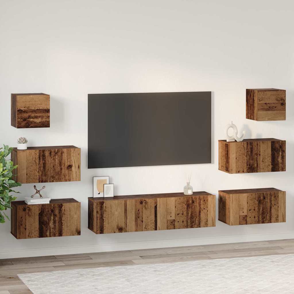 vidaXL Conjunto de mueble de TV 8 pcs Madera envejecida - Image 4