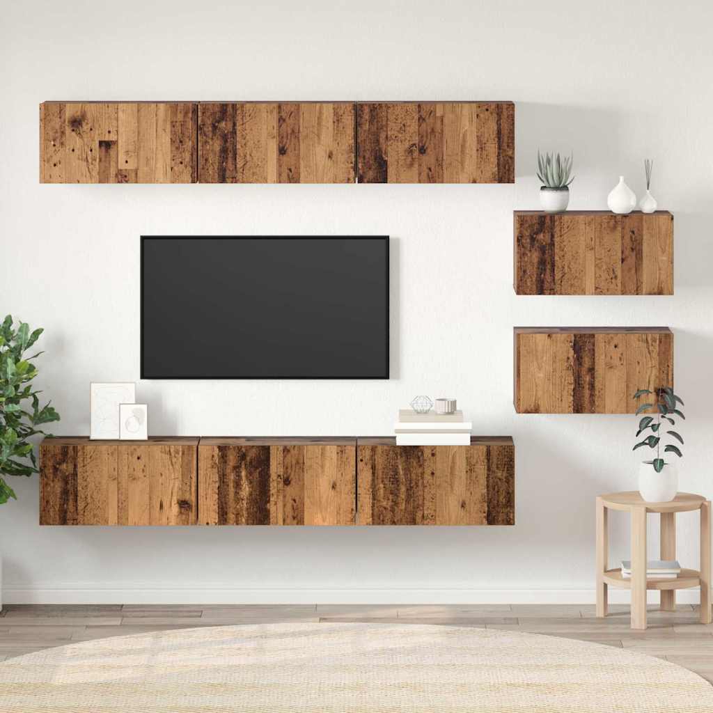 vidaXL Conjunto de mueble de TV Madera envejecida Madera de ingeniería