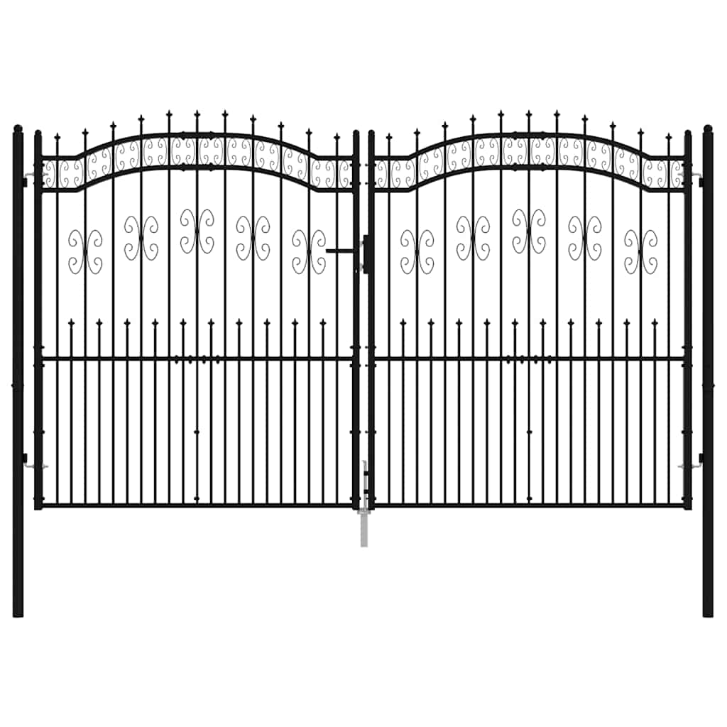 vidaXL Zauntor mit Speerspitze Schwarz 305 x 175 cm Pulverbeschichteter Stahl - Image 3
