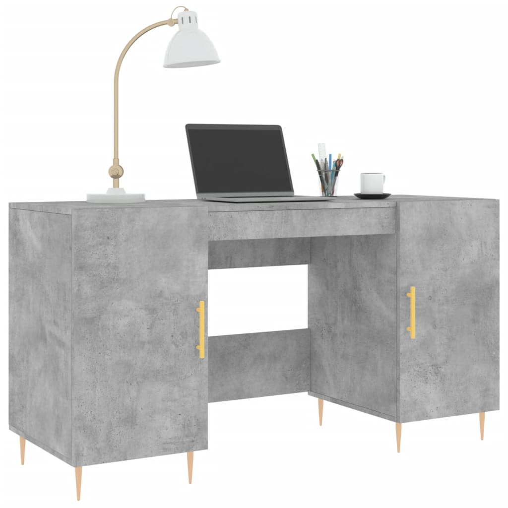 vidaXL Escritorio madera de ingeniería gris hormigón 140x50x75 cm - Image 3