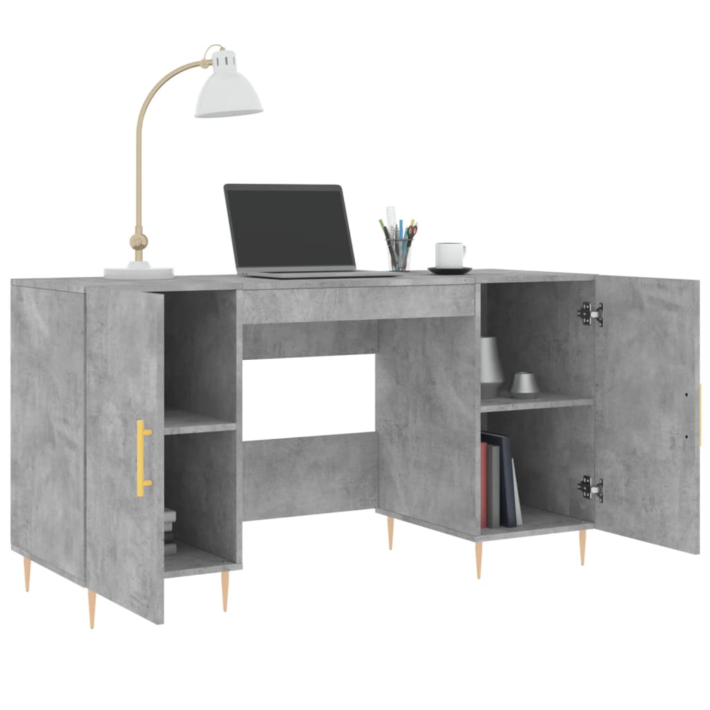 vidaXL Escritorio madera de ingeniería gris hormigón 140x50x75 cm - Image 4