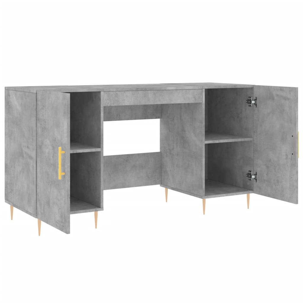 vidaXL Escritorio madera de ingeniería gris hormigón 140x50x75 cm - Image 5