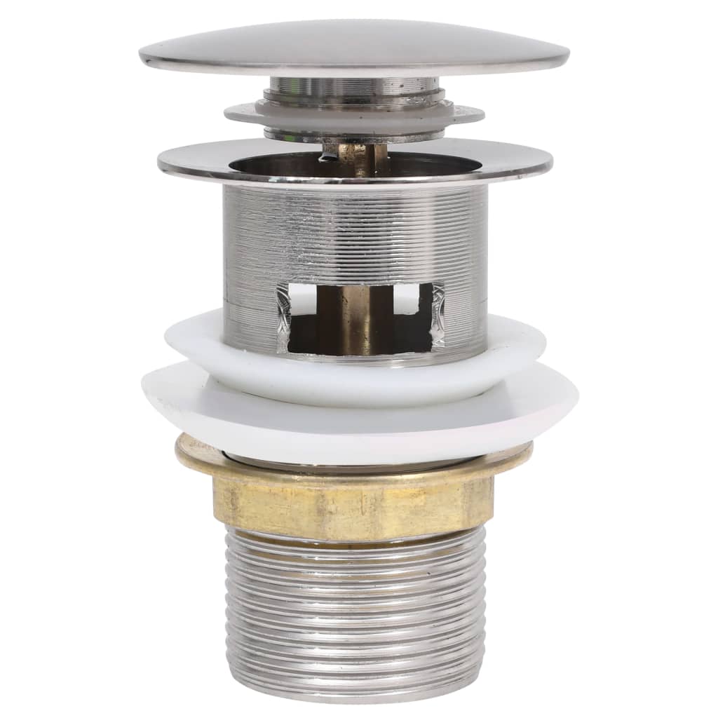 vidaXL Ablaufgarnitur mit Überlauf Silbern 6,4x6,4x9,1 cm - Image 3