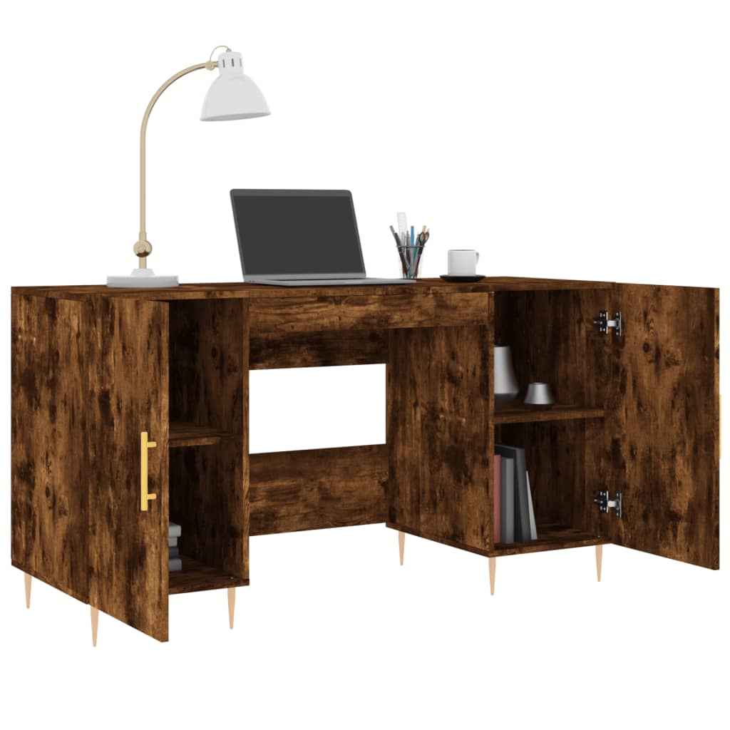vidaXL Schreibtisch Räuchereiche 140x50x75 cm Holzwerkstoff - Image 4