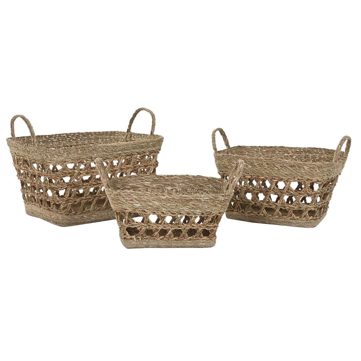 Set di Cestini Home ESPRIT Erba di mare Tropicale 45 x 35 x 35 cm