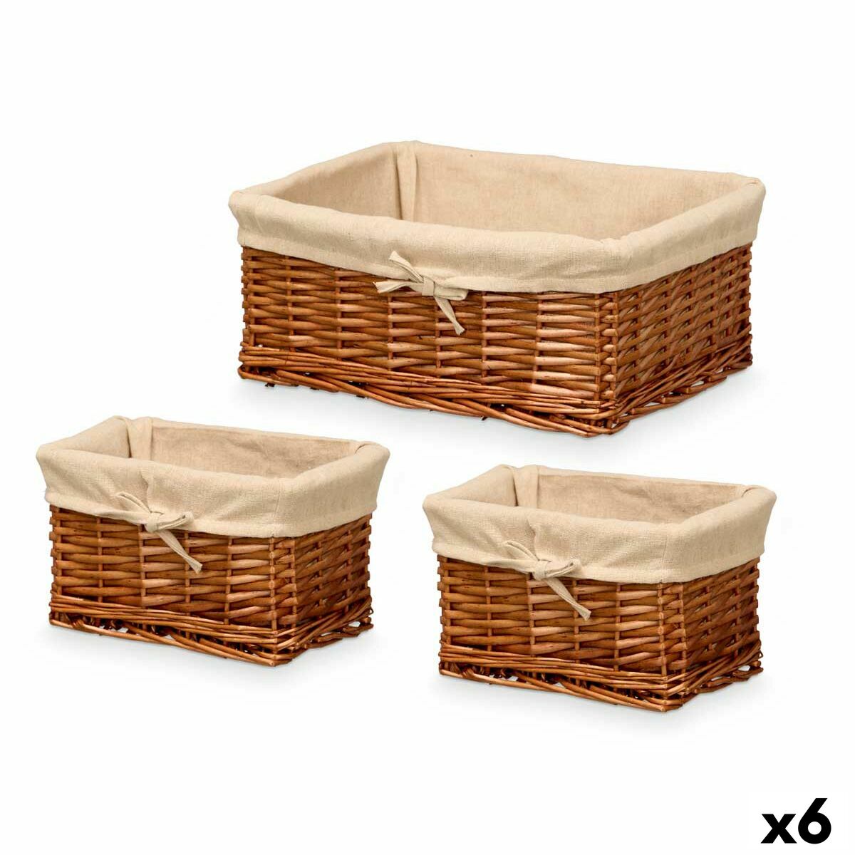 Set di Cesti Kipit Poliestere vimini Stoffa 50 % cotone 39 x 16 x 30 cm 3 Pezzi