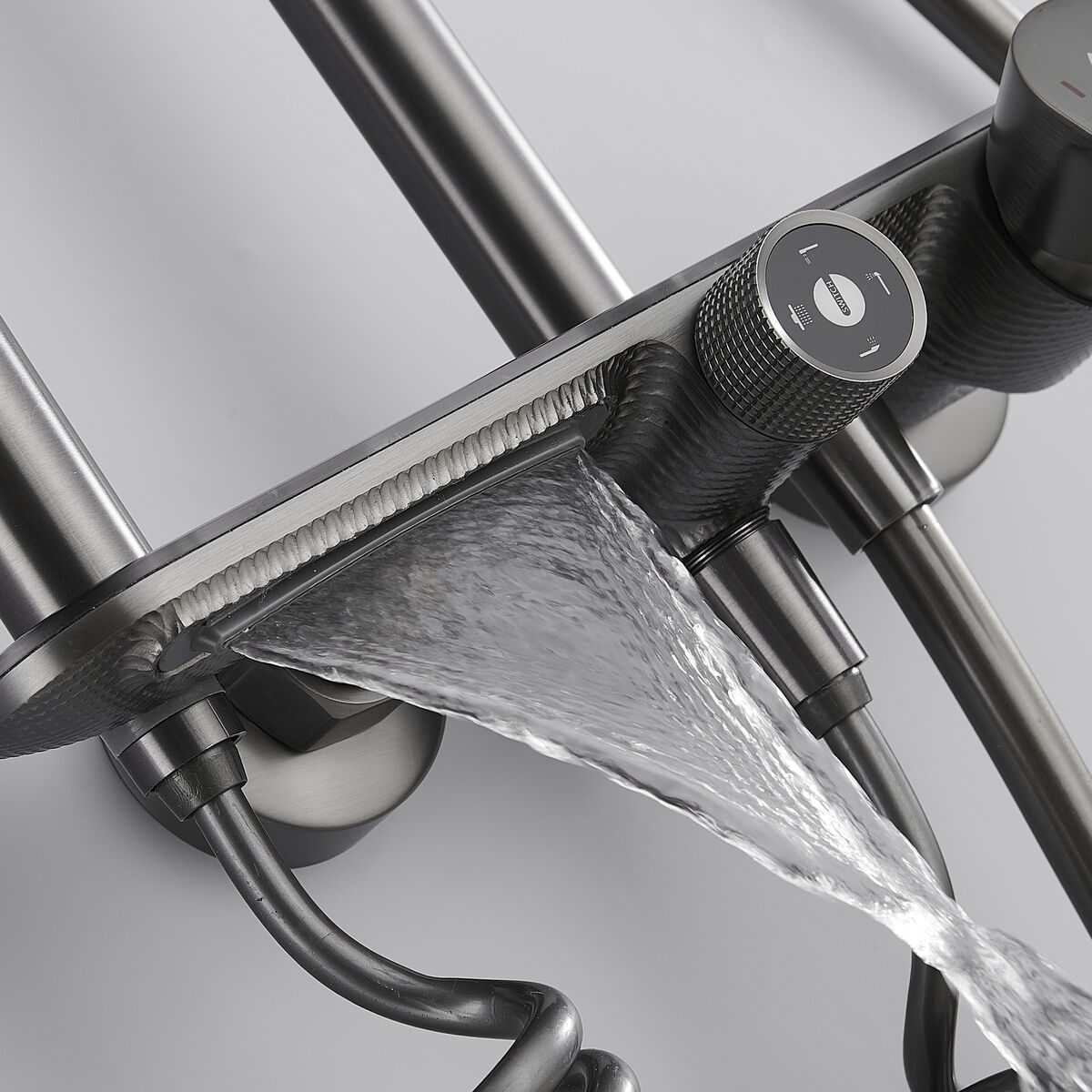 Colonna doccia Fontastock Grigio Acciaio inossidabile ABS H 1/2" Rubinetto Monocomando - Image 5