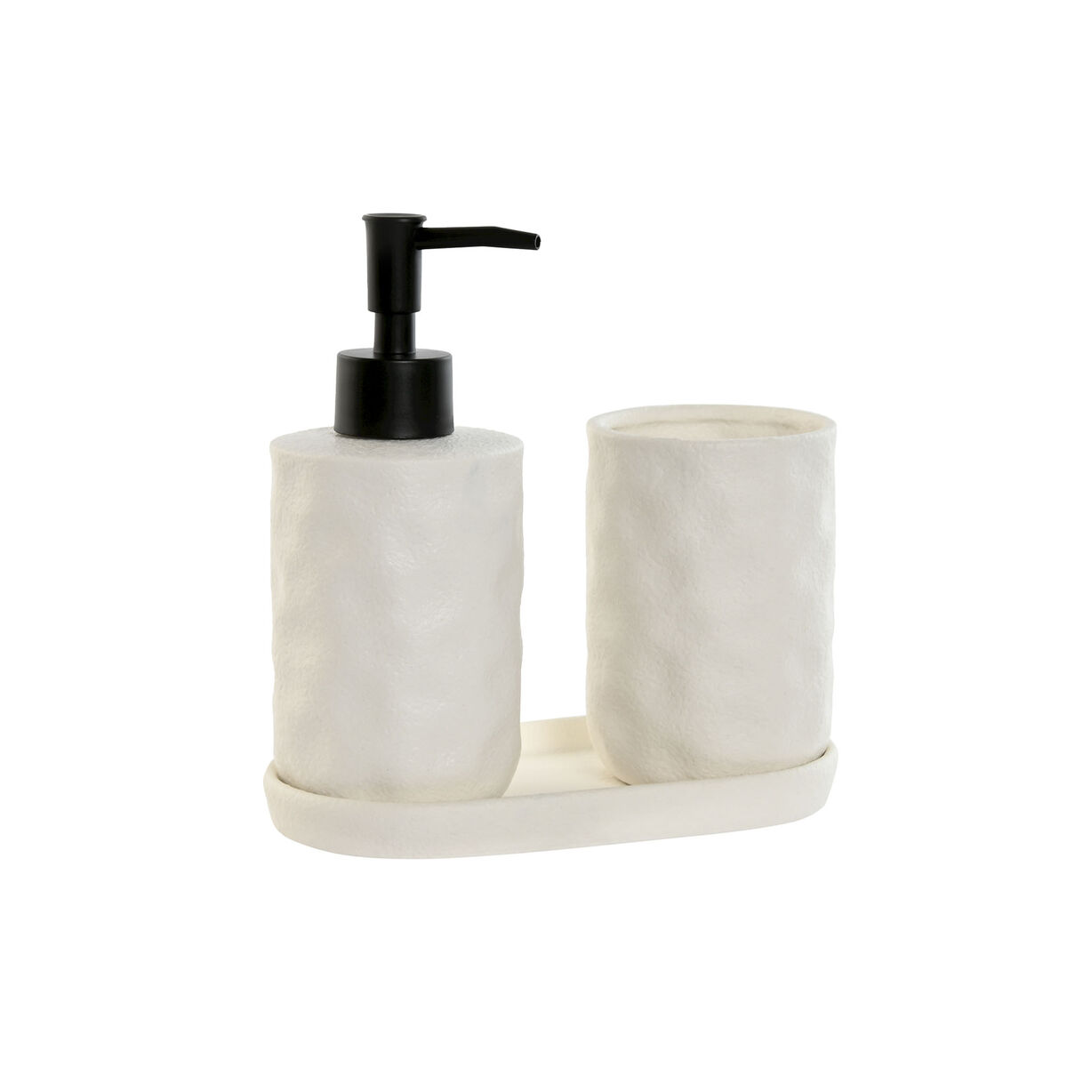 Set da Bagno Home ESPRIT Bianco ABS Dolomite 17,5 x 9,5 x 18 cm 3 Pezzi
