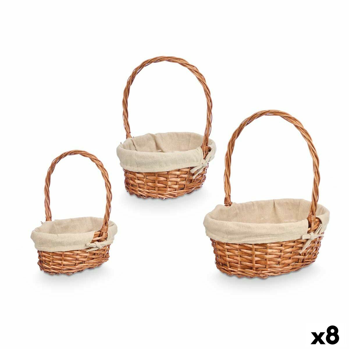 Set di Cesti Kipit Poliestere vimini Stoffa 50 % cotone 34 x 39,5 x 30 cm 34 x 40 x 30 cm 3 Pezzi