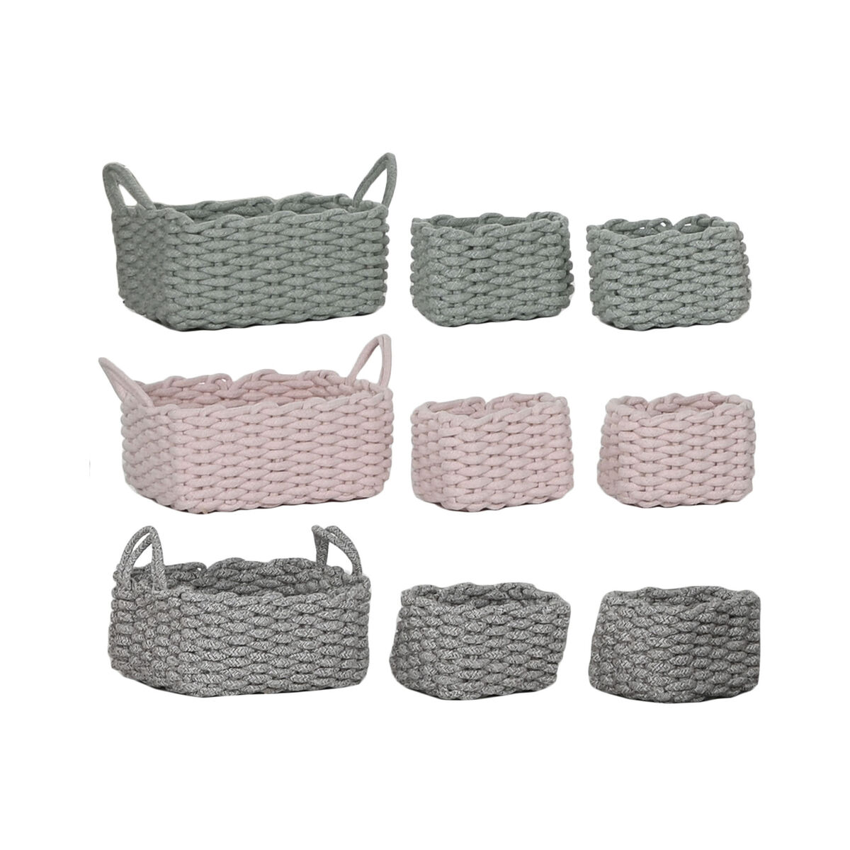 Set di Cestini Home ESPRIT Corda 32 x 25 x 15 cm