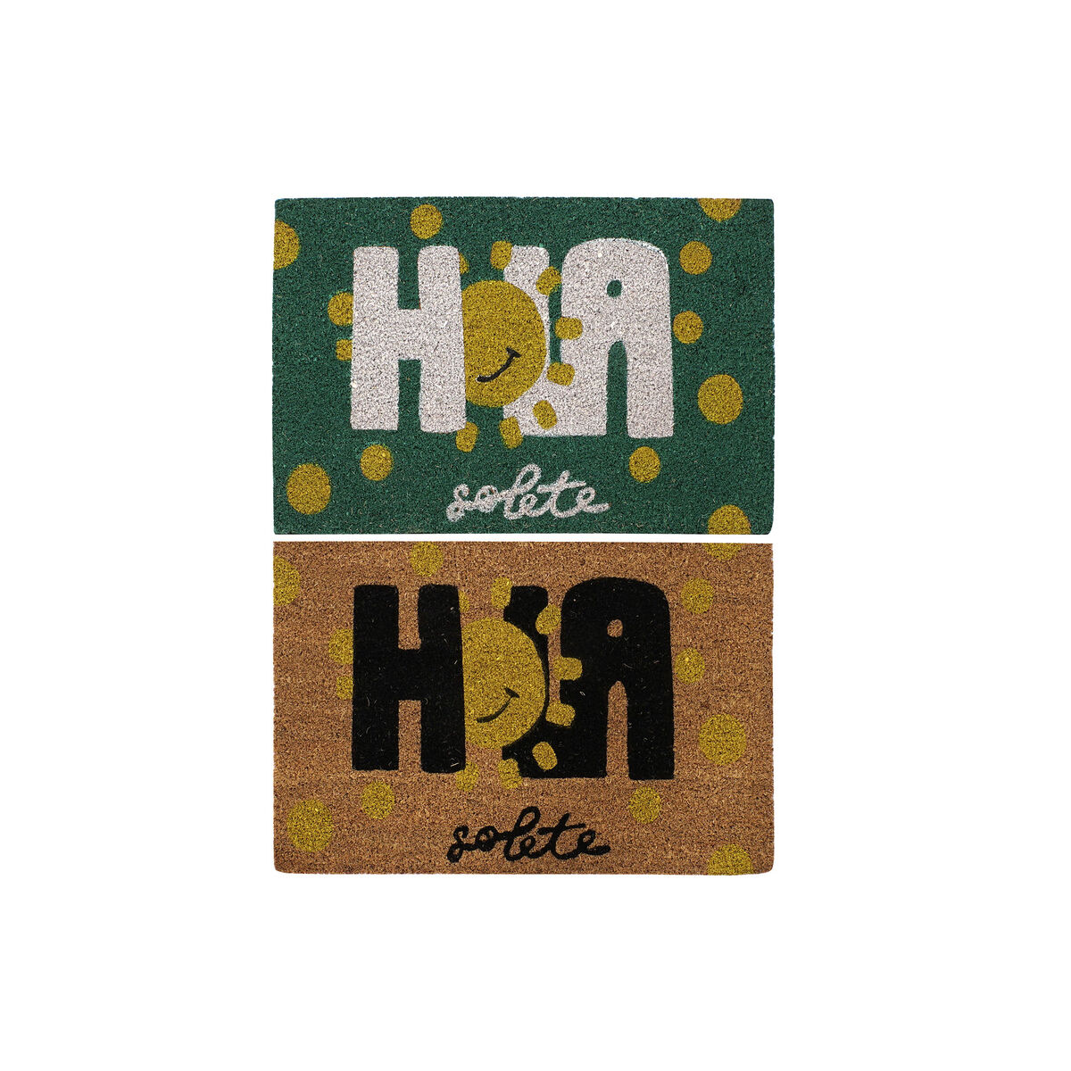 Zerbino DKD Home Decor Nero Marrone Gomma Bianco Verde 2 Unità Fibra di cocco (60 x 40 x 1,5 cm)