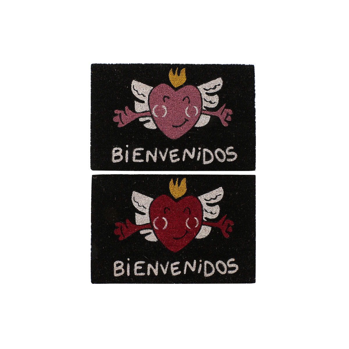 Zerbino DKD Home Decor Rosso Nero Rosa Gomma Bianco 2 Unità Fibra di cocco (60 x 40 x 1,5 cm)