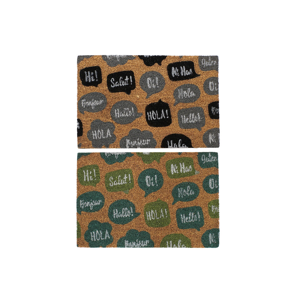 Zerbino DKD Home Decor Nero Grigio Marrone Gomma Menta 2 Unità Fibra di cocco (60 x 40 x 1,5 cm)