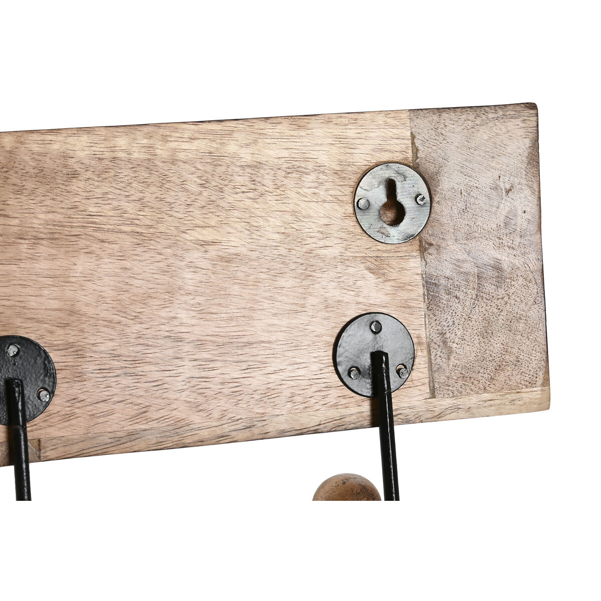 Appendiabiti da parete Home ESPRIT Bianco Nero Naturale Metallo Legno di mango Buddha 38 x 5 x 16 cm - Image 3