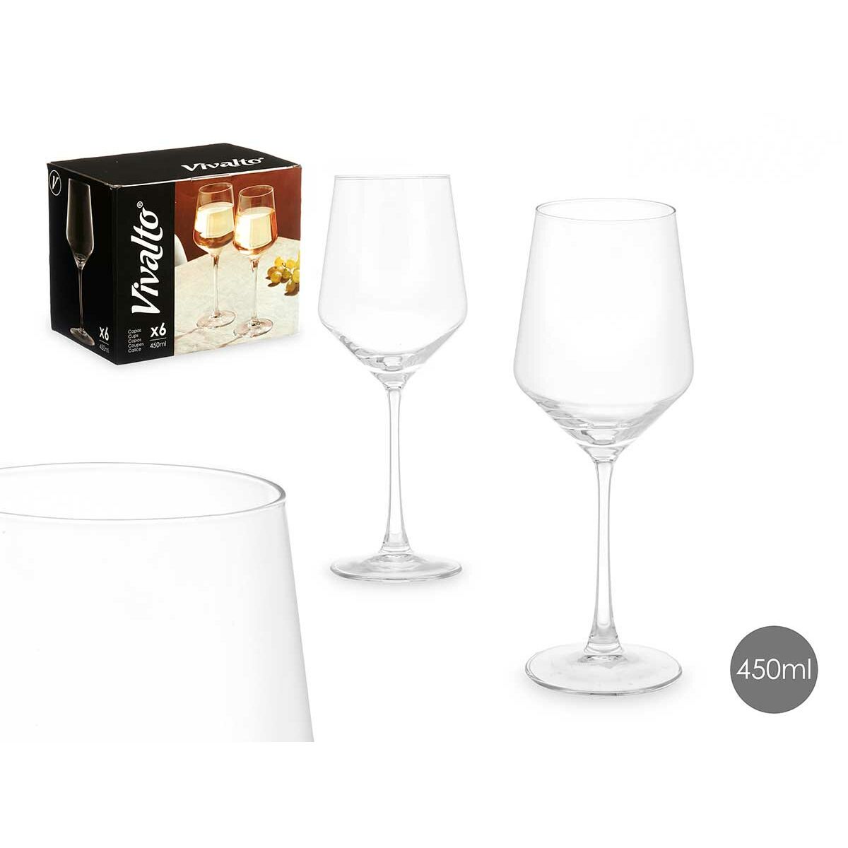 Calice per vino Vivalto Trasparente Vetro 450 ml (6 Unità) - Image 3