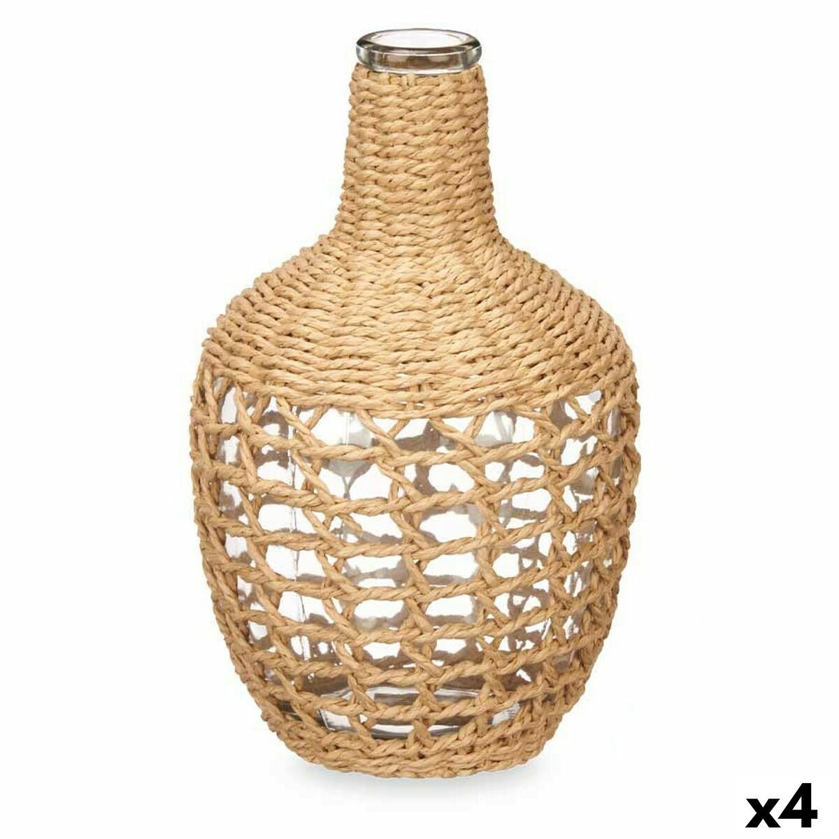Caraffa Decorativa Gift Decor Marrone Trasparente Legno Cristallo 17 x 31 x 17 cm 20 x 31 x 20 cm 5,5 x 30 x 5,5 cm (4 Unità)
