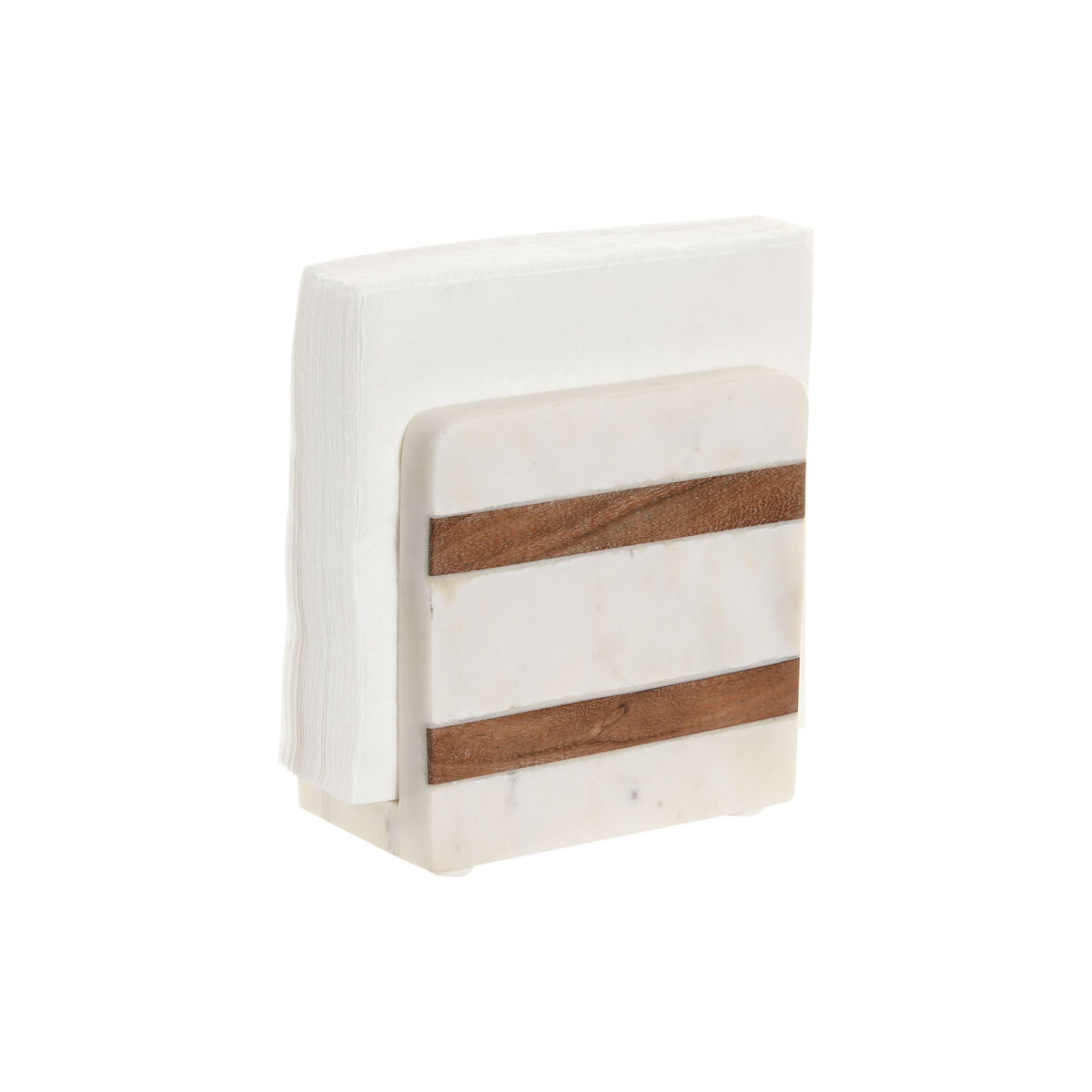 Portatovagliolo Home ESPRIT Bianco Naturale Legno di acacia 12,7 X 7 X 12,7 CM - Image 3