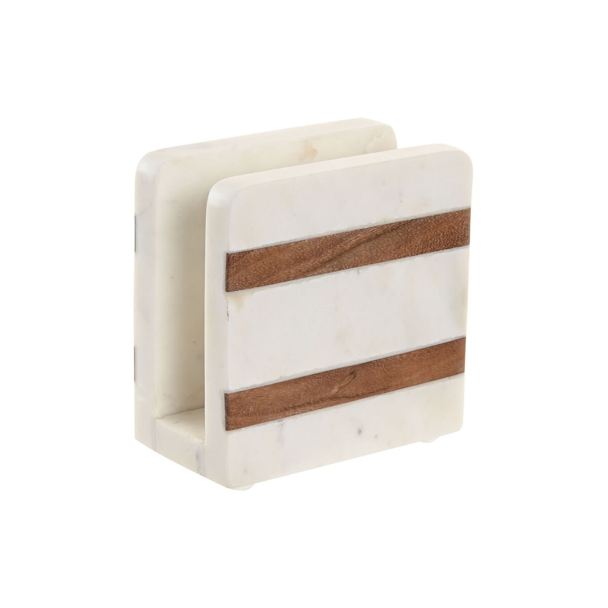 Portatovagliolo Home ESPRIT Bianco Naturale Legno di acacia 12,7 X 7 X 12,7 CM