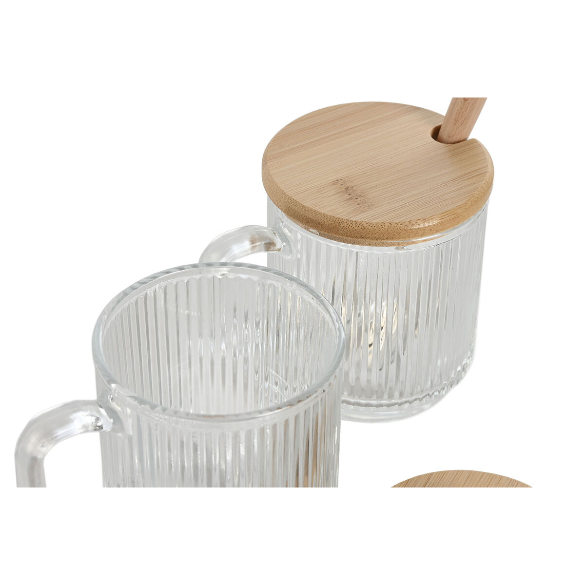 Portazucchero Home ESPRIT Trasparente Bambù Cristallo 350 ml 11,7 x 8,7 x 14 cm 2 Pezzi (12 Unità) - Image 3
