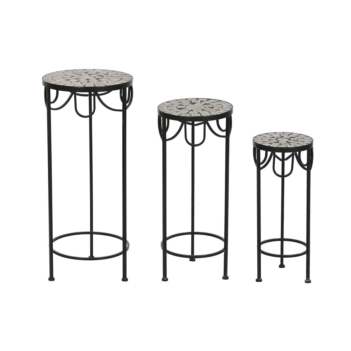 Set di 3 tavoli Home ESPRIT Nero 30 x 30 x 69 cm (3 Pezzi)