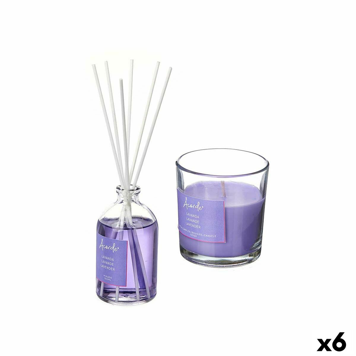 Set Deodorante per Ambienti Acorde Lavanda 100 ml (6 Unità)