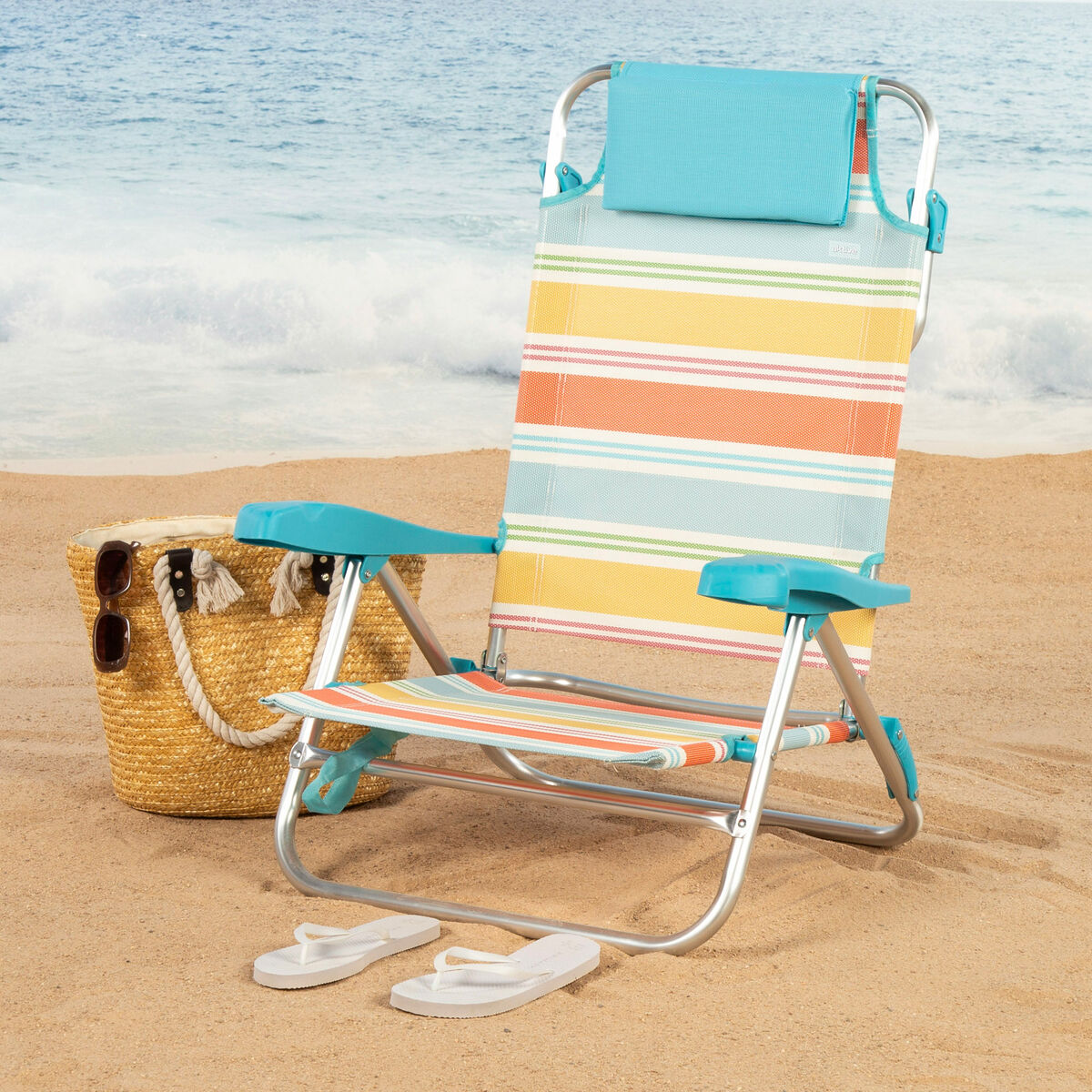Sedia da Spiaggia Aktive Multicolore 48 x 90 x 60 cm (2 Unità) - Image 3