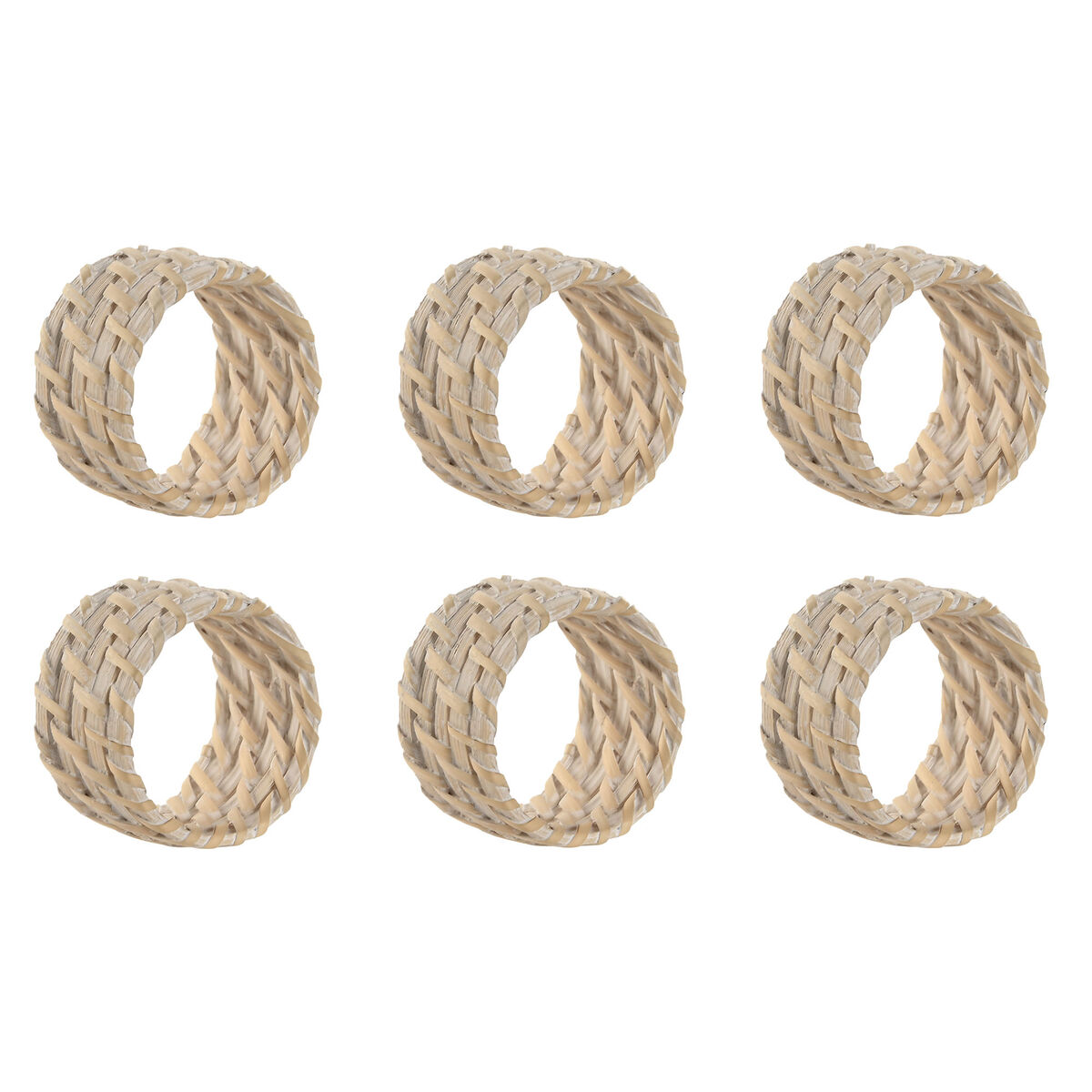 Anello portatovagliolo Home ESPRIT Bianco Naturale Bambù Rattan 5 x 5 x 3 cm