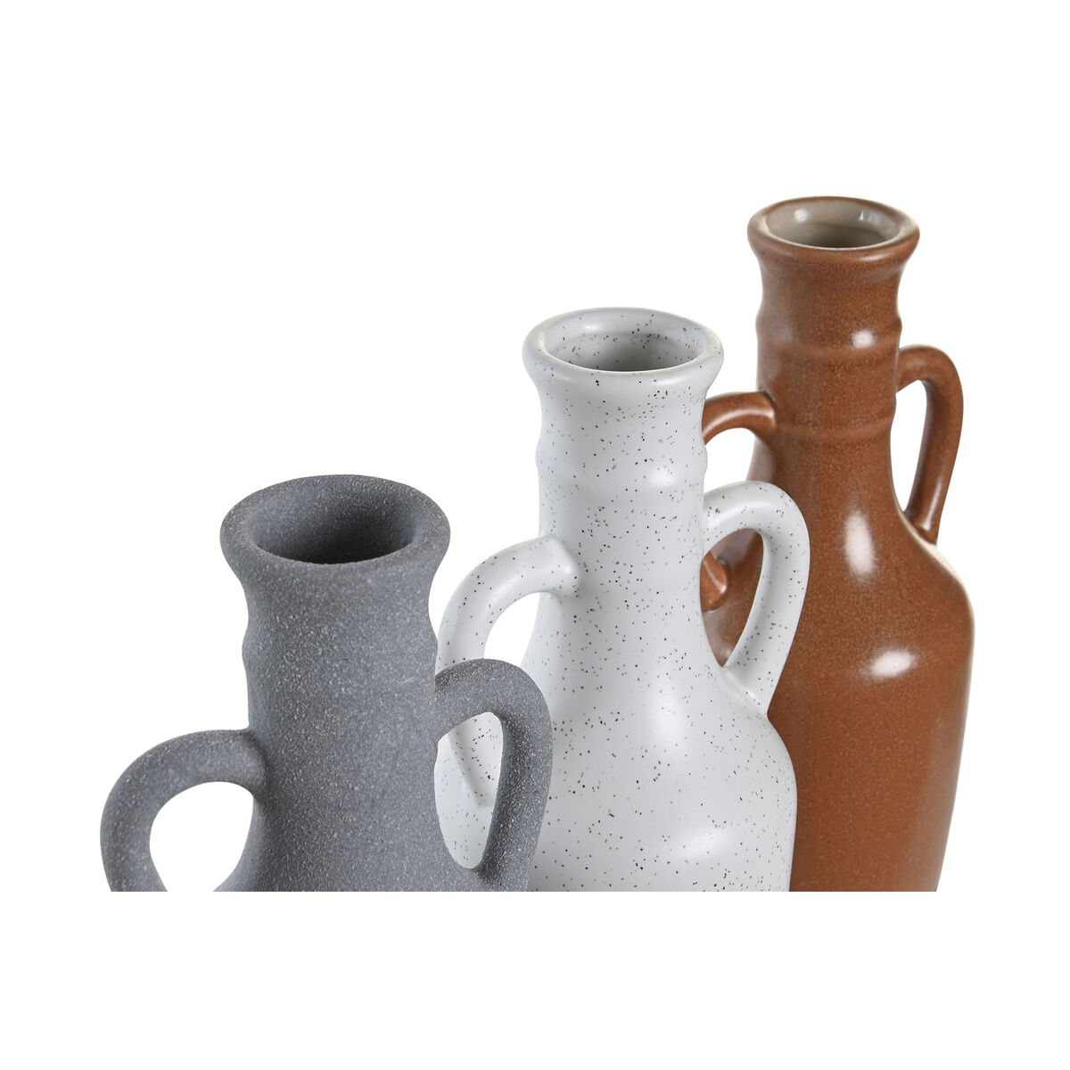 Vaso DKD Home Decor Bianco Grigio Terracotta Porcellana 9,6 x 9 x 28,6 cm 9,6 x 9 x 29 cm (3 Unità) - Image 4