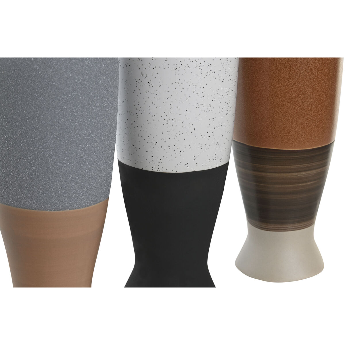 Vaso DKD Home Decor Bianco Grigio Terracotta Porcellana 9,6 x 9 x 28,6 cm 9,6 x 9 x 29 cm (3 Unità) - Image 3