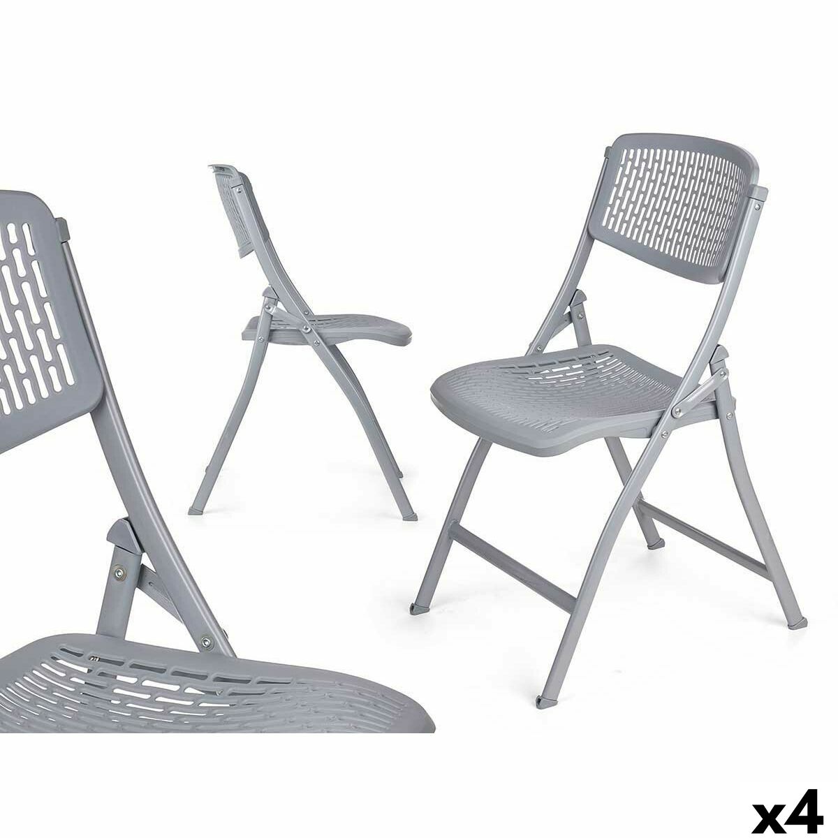 Sedia Pieghevole Gift Decor Grigio 59 x 50 x 82 cm 108 x 13,5 x 50 cm (4 Unità)