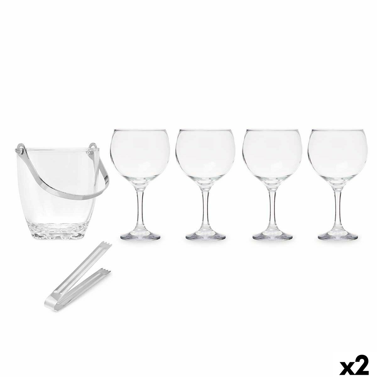 Secchiello per il ghiaccio Vivalto Trasparente Metallo Cristallo 14,5 x 12 x 12,5 cm 4x (10,5 x 20 cm) 36 x 21,5 x 23,5 cm Calic