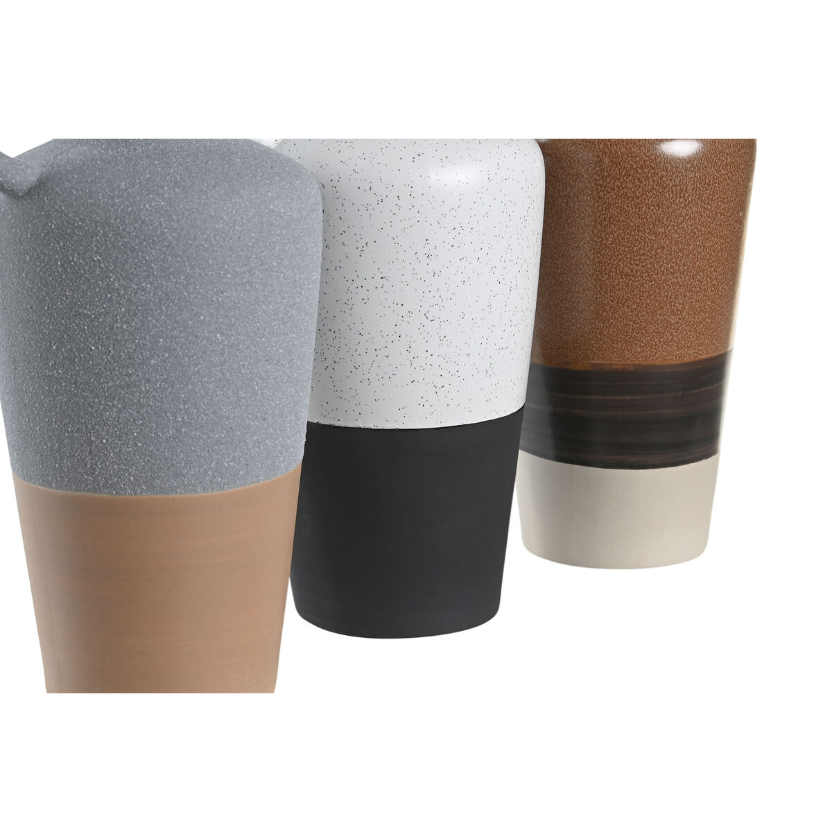 Vaso DKD Home Decor Bianco Grigio Terracotta Porcellana 13,3 x 11 x 27,3 cm 13,3 x 11 x 28 cm (3 Unità) - Image 3
