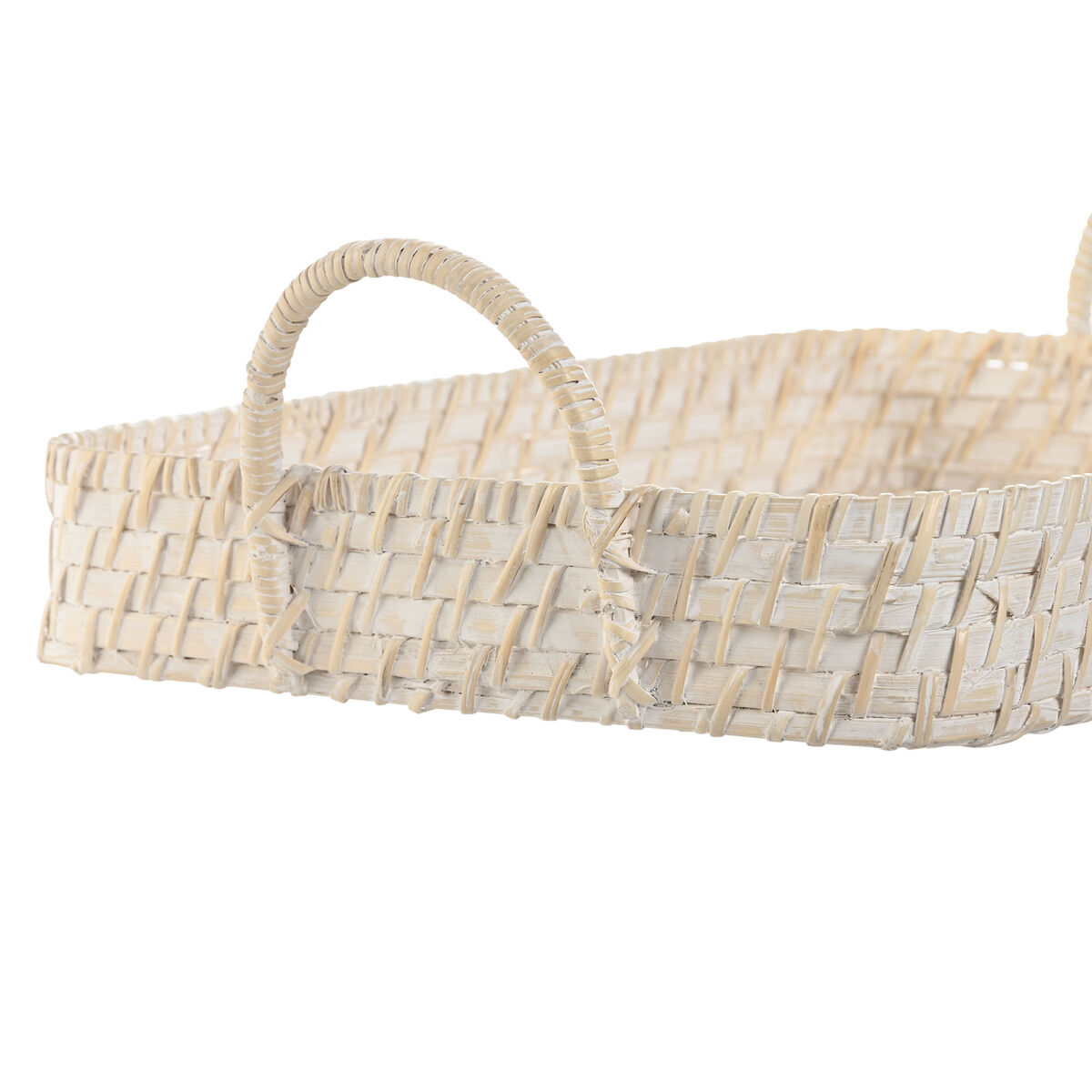 Set di Vassoi Home ESPRIT Bianco Naturale Bambù Rattan 45 x 35 x 13 cm - Image 3