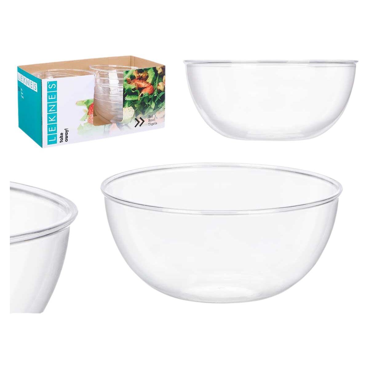 Set di piatti Leknes Trasparente Plastica 3,5 L 25,5 x 12,5 x 25,5 cm (12 Unità) - Image 3