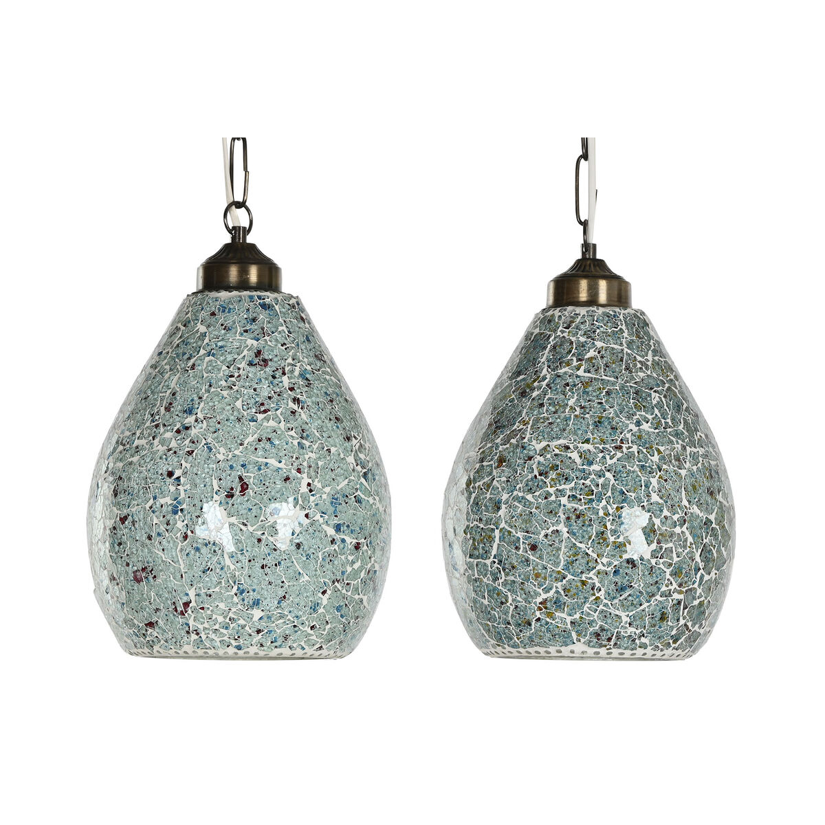 Lampadario Home ESPRIT Verde Blu cielo Metallo Cristallo 25 W 23 x 23 x 66 cm (2 Unità)