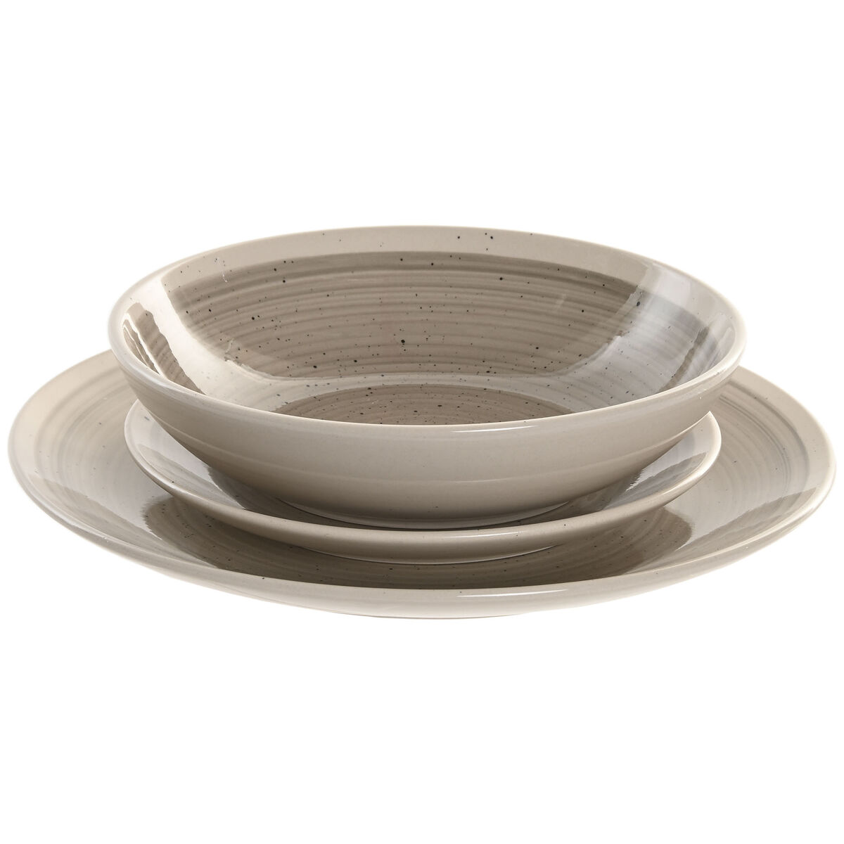 Servizio di Piatti Home ESPRIT Beige Grigio Gres 18 Pezzi