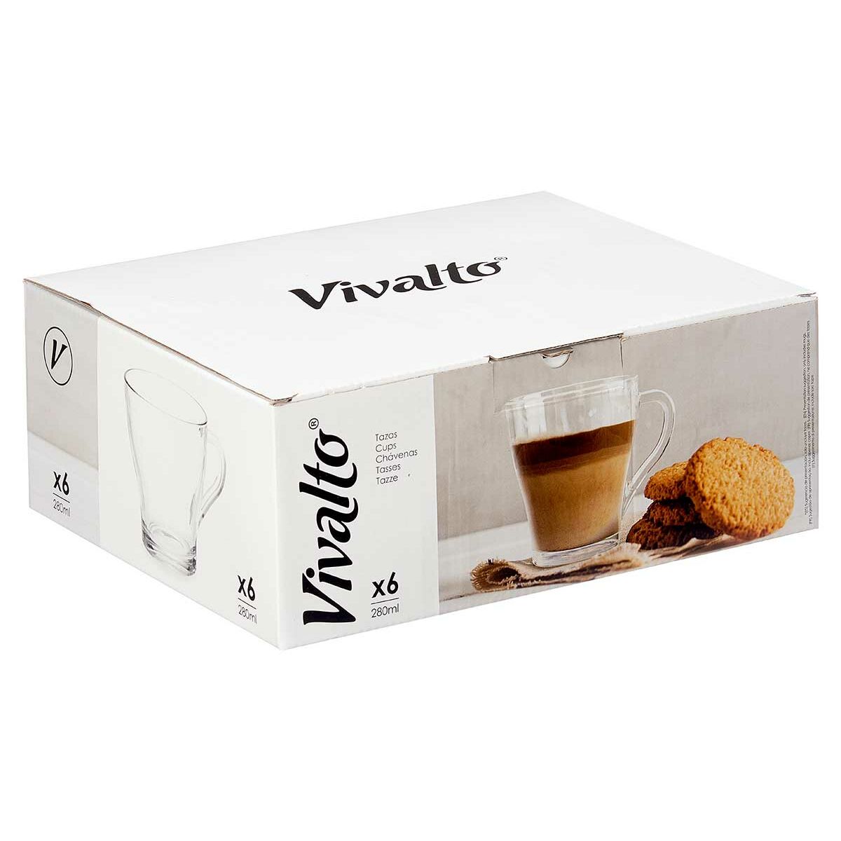 Tazza di caffè e tè Vivalto Trasparente Vetro 280 ml (6 Unità) - Image 4
