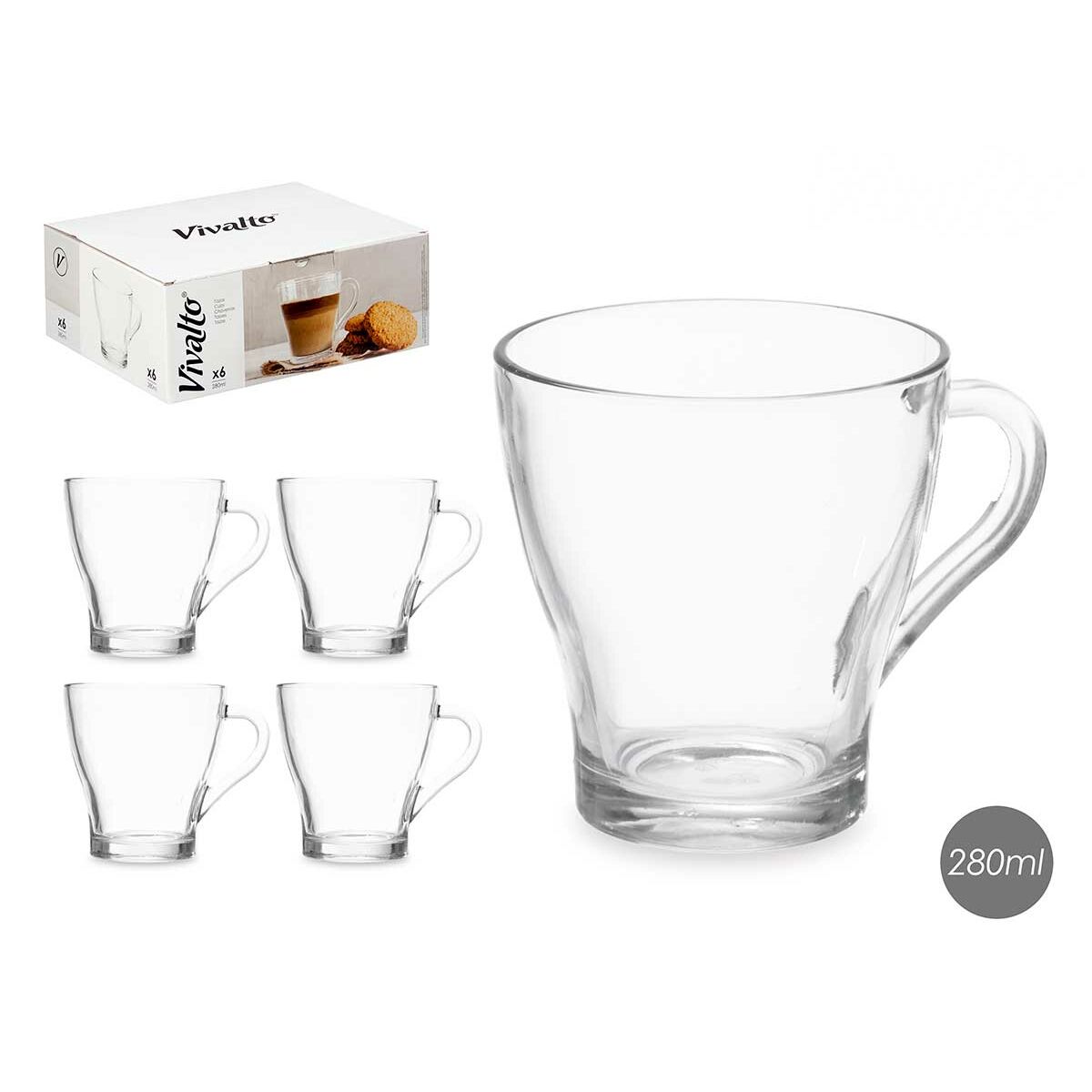 Tazza di caffè e tè Vivalto Trasparente Vetro 280 ml (6 Unità) - Image 3