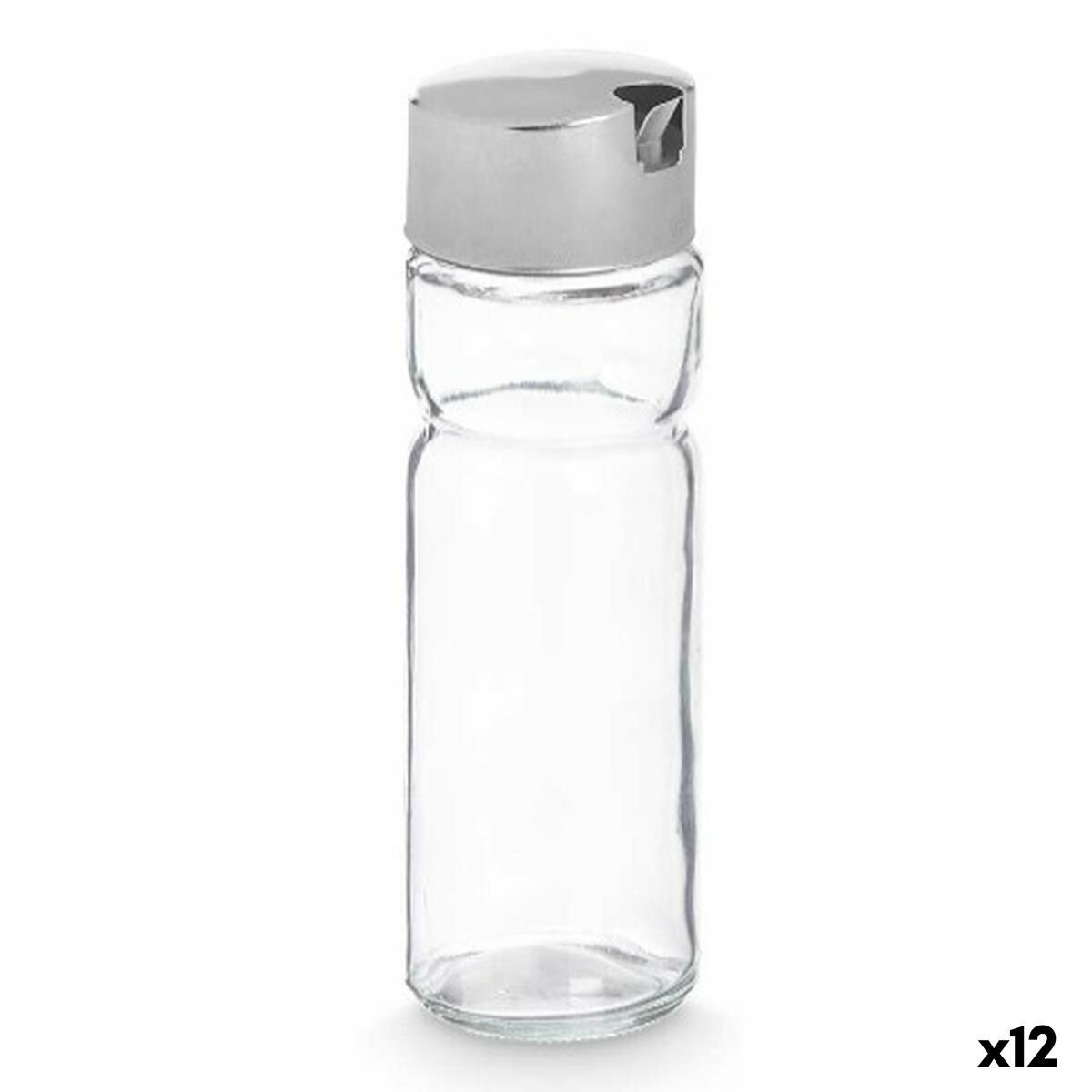 Oliera Vivalto Trasparente Argentato Metallo Cristallo Plastica 180 ml 4,6 x 15,7 x 4,6 cm (12 Unità)