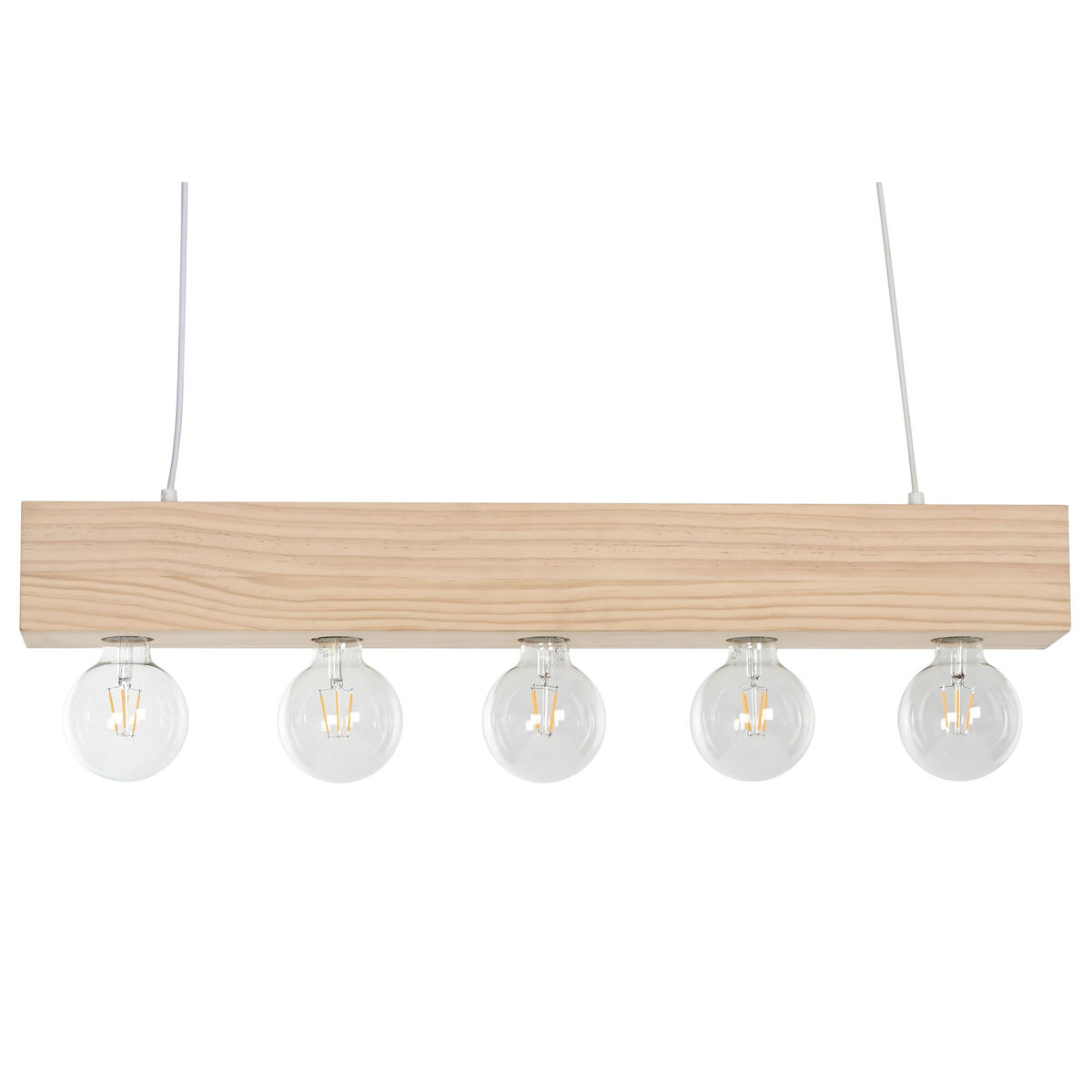 Lampadario Home ESPRIT Bianco Nero Marrone Chiaro Legno 50 W 80 x 10 x 30 cm - Image 4
