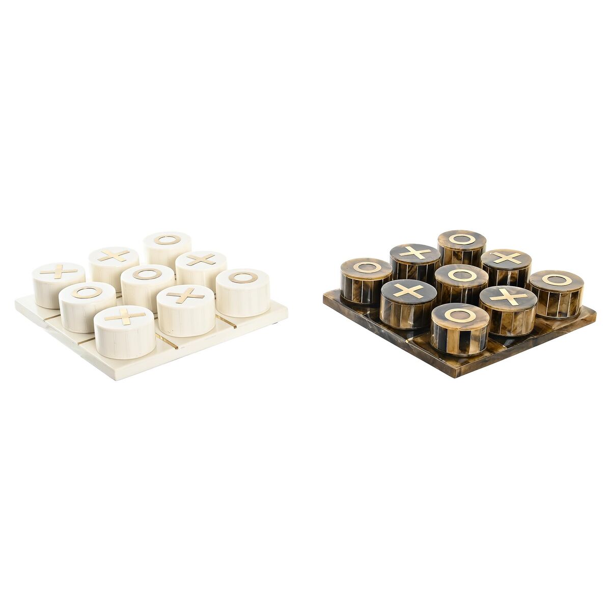 Statua Decorativa DKD Home Decor Gioco da Tavolo 20,5 x 20,5 x 5 cm Bianco Ambra Metallizzato Moderno