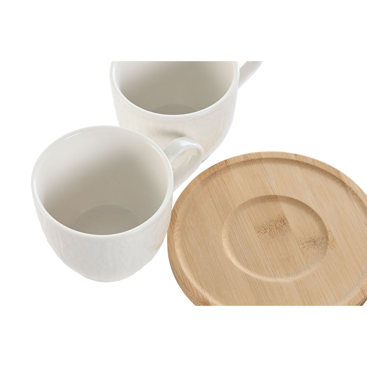 Set di 6 Tazze con Piatto Home ESPRIT Bianco Naturale Bambù Porcellana 220 ml - Image 3
