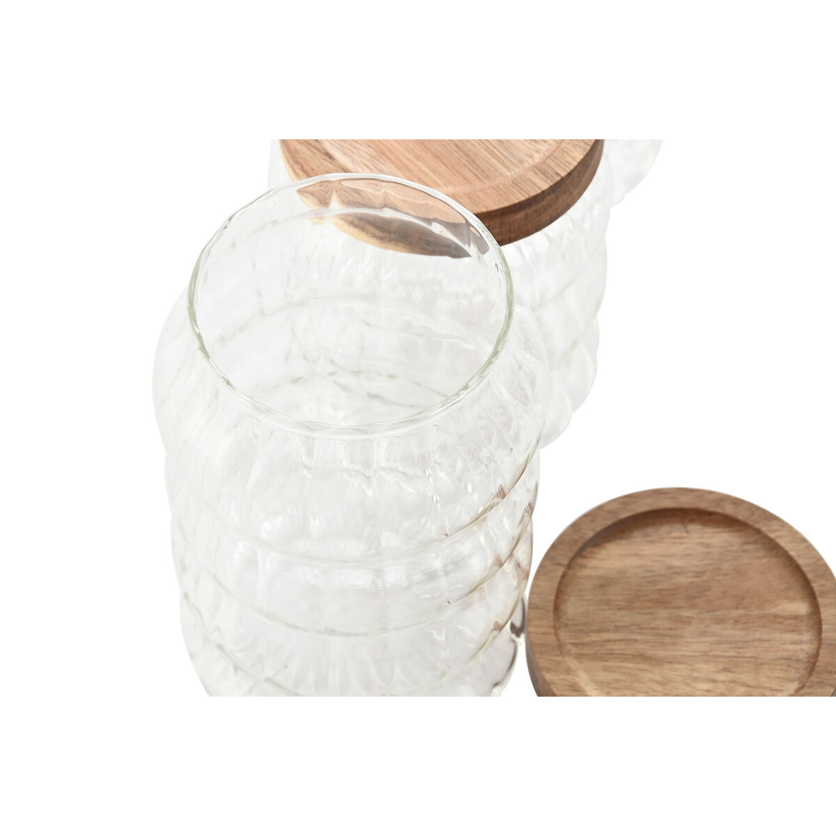 Set di 3 Barattoli Home ESPRIT Trasparente Naturale 550 ml 750 ml 3 Pezzi - Image 3