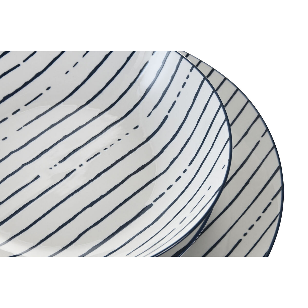 Servizio di Piatti Home ESPRIT Azzurro Porcellana Righe Mediterraneo 18 Pezzi - Image 3