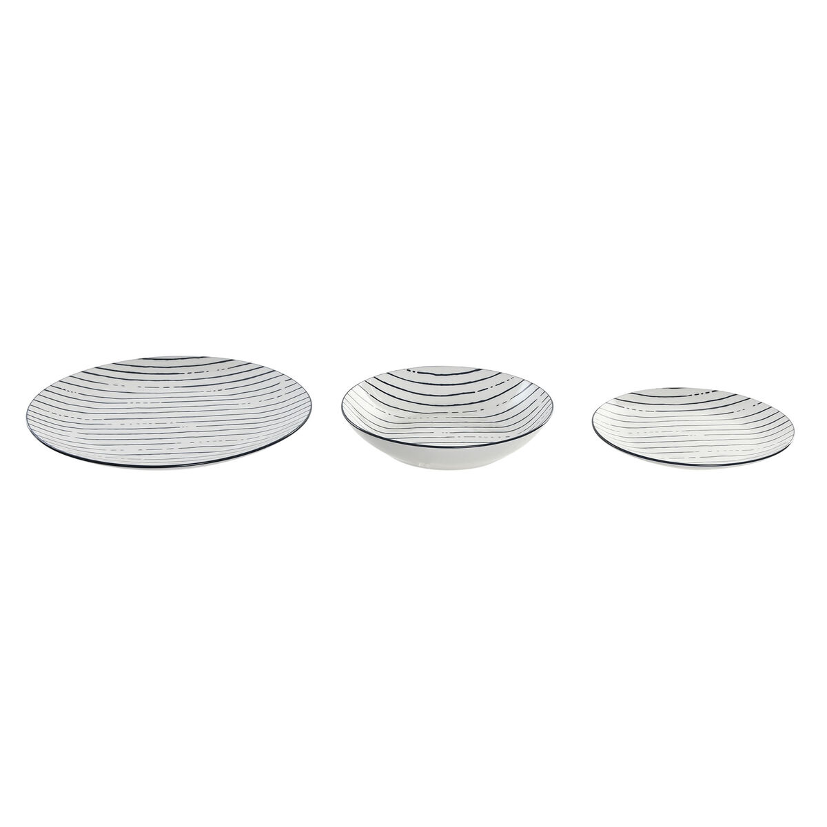 Servizio di Piatti Home ESPRIT Azzurro Porcellana Righe Mediterraneo 18 Pezzi - Image 5