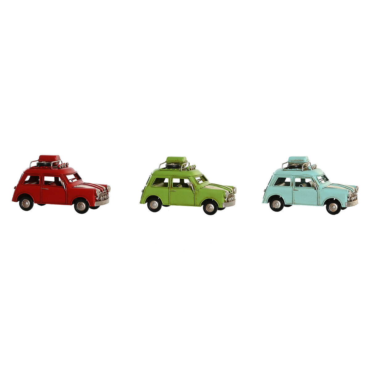 Statua Decorativa DKD Home Decor Rosso Verde Blu cielo Macchina Vintage 16 x 7,5 x 9 cm (3 Unità)
