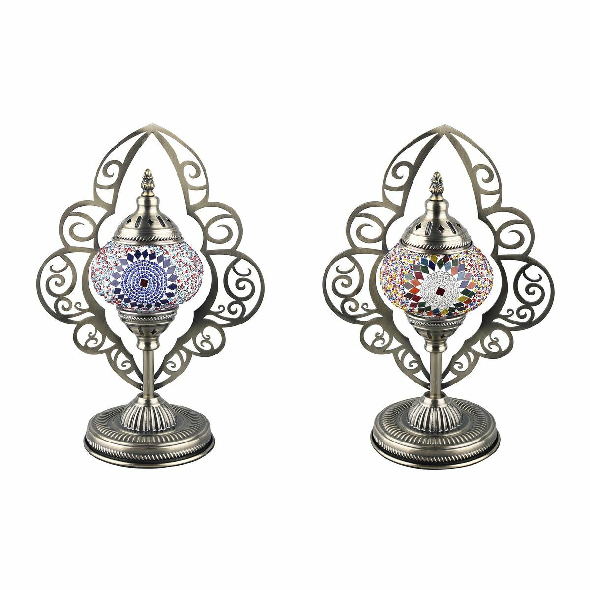 Lampada da tavolo DKD Home Decor Cristallo Mosaico Metallo Multicolore Arabo (20 x 15 x 42 cm) (2 Unità)