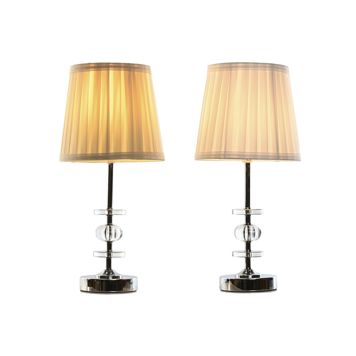 Lampada da tavolo Home ESPRIT Bianco Beige Metallizzato Metallo 25 W 220 V 20 x 20 x 43 cm (2 Unità) - Image 5