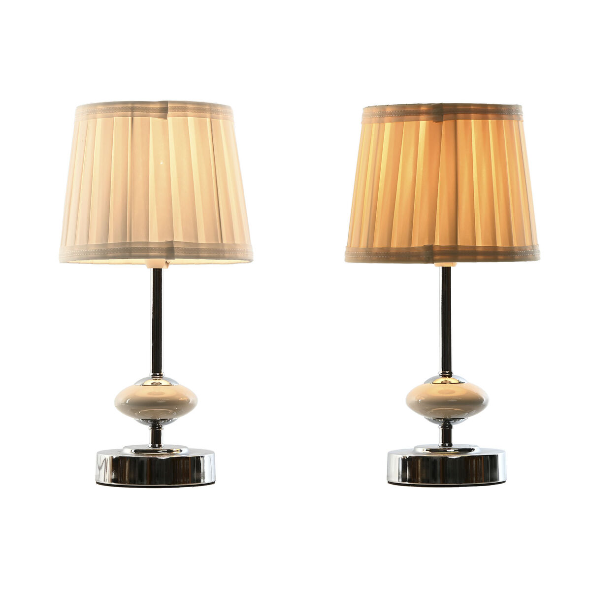 Lampada da tavolo Home ESPRIT Bianco Beige Metallo Porcellana 20 W 220 V 17,5 x 17,5 x 35 cm (2 Unità) - Image 5